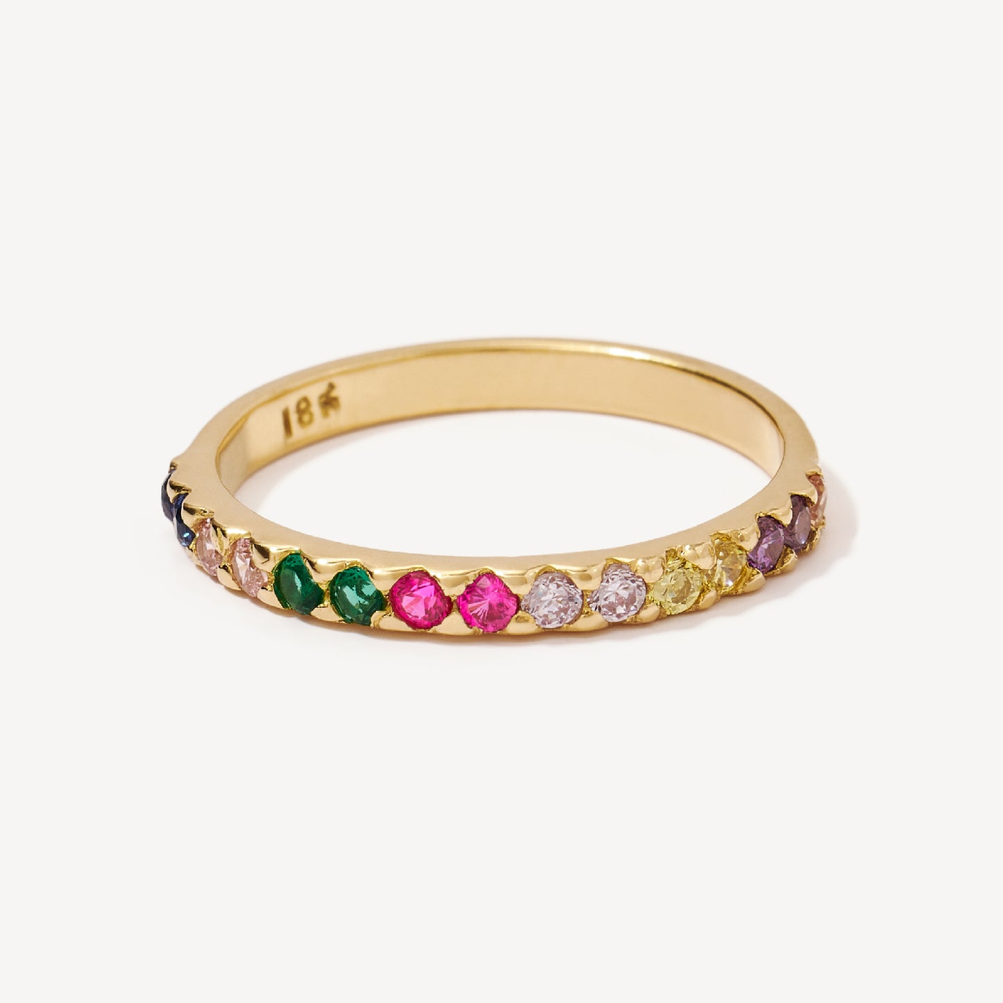 Anillo medio riviere Multicolor Oro 18k