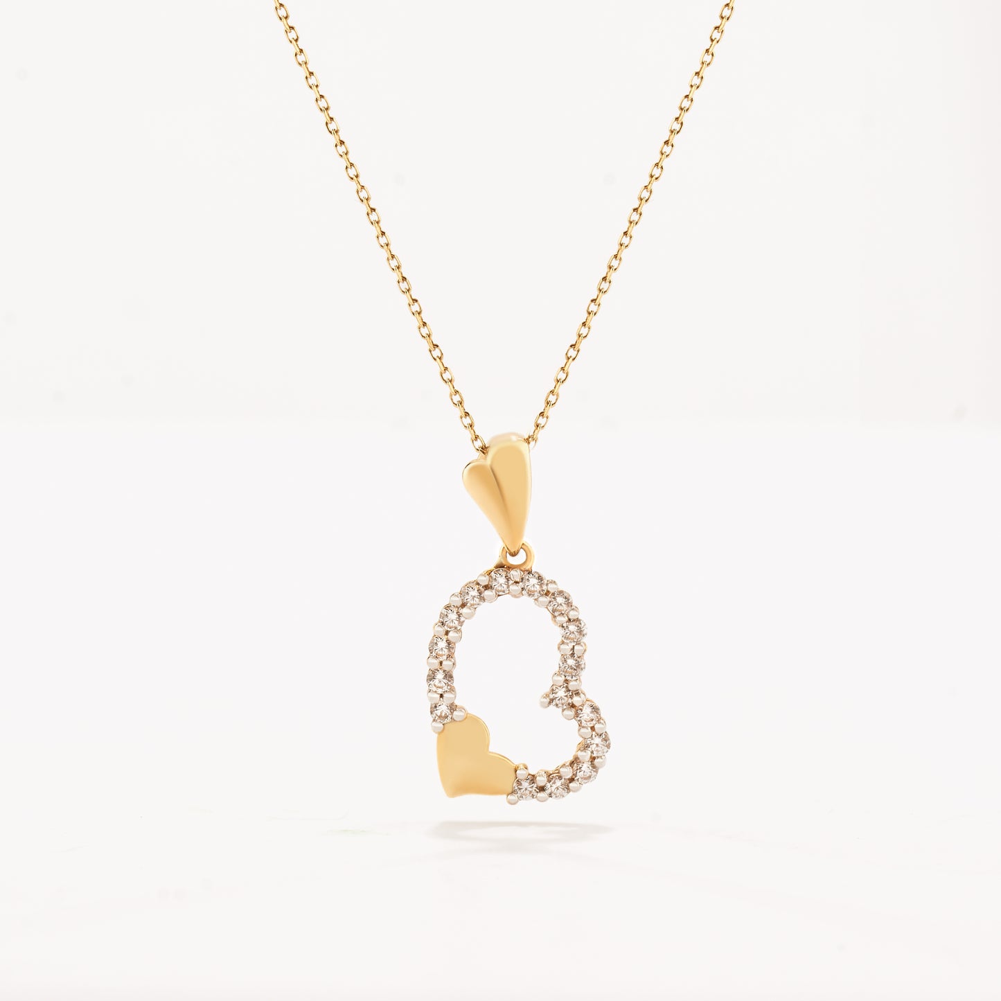 Collar Corazón con Cristales Oro 18 kilates