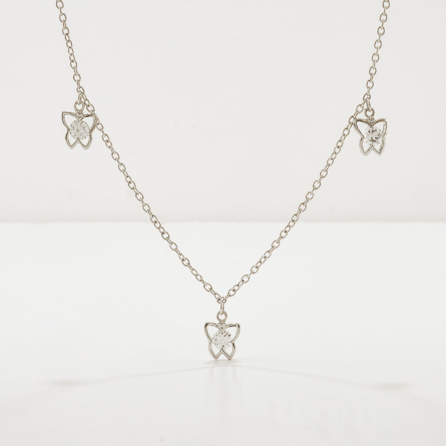 Collar Mariposas Cristal Plata