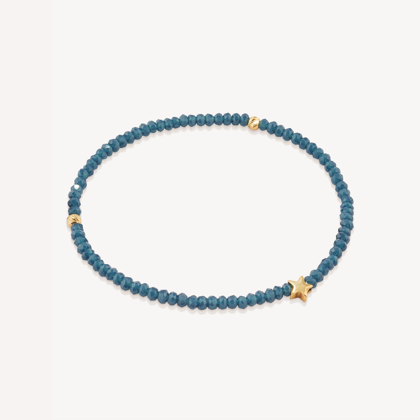 Pulsera Estrella Lisa y Cristales Oro 18k