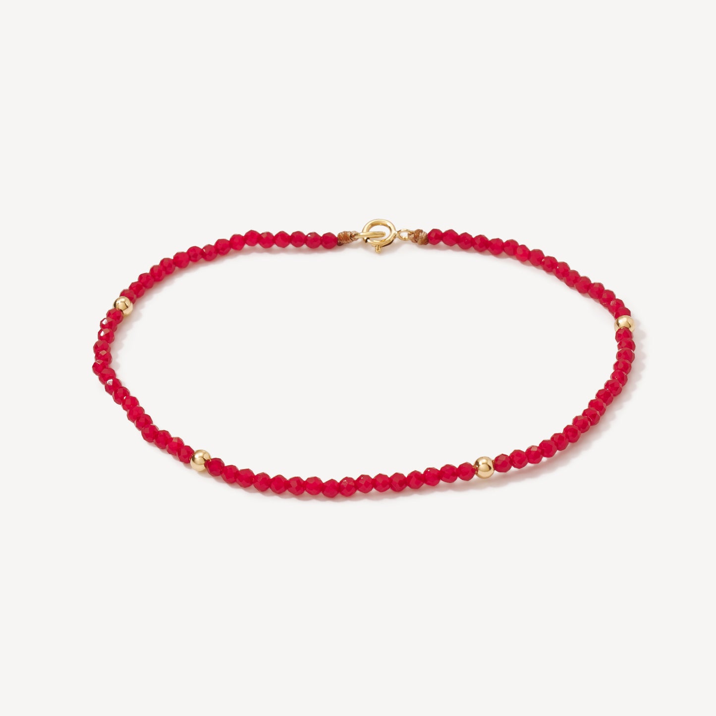 Pulsera Calcedonia Roja Oro 18k