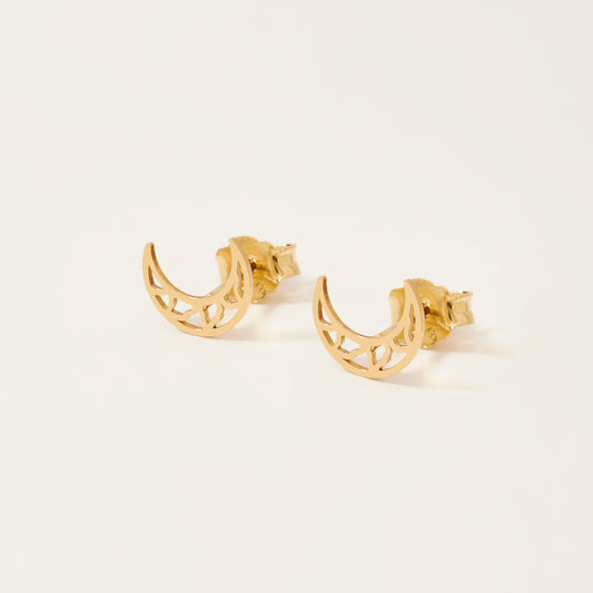 Aretes Luna Oro 18k