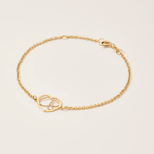 Pulsera 3 corazones Oro 18k