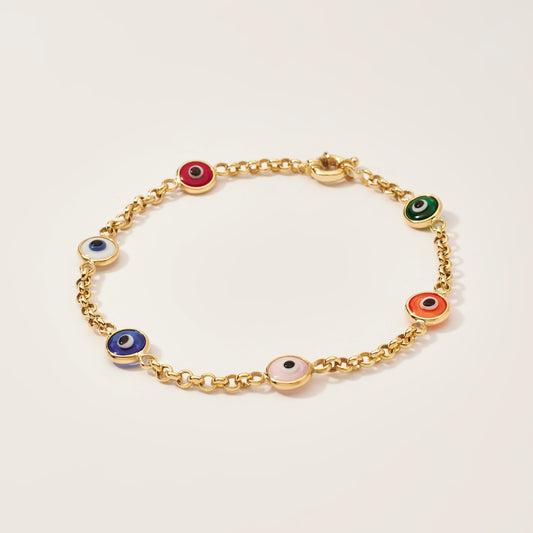 Pulsera Ojos Turcos Multicolor Oro 18k