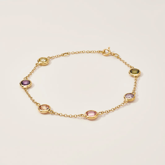 Pulsera Cristales Multicolor Oro 18k