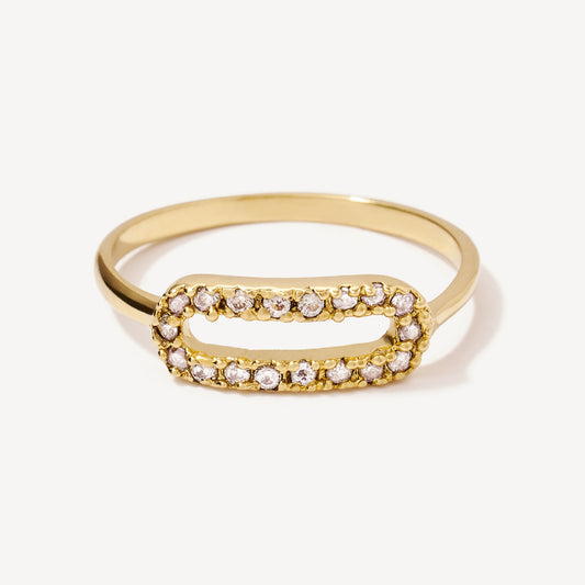 Anillo Barra Cristal Oro 18k