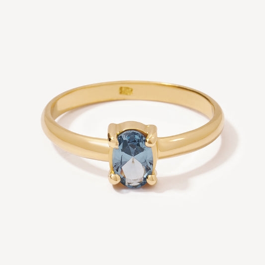 Anillo Topacio Celeste Oro 18k