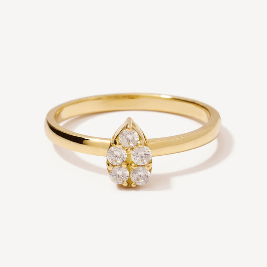 Anillo Gota Cristal Oro 18k