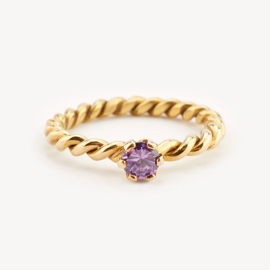 Anillo Entorchado Cristal Morado Gold