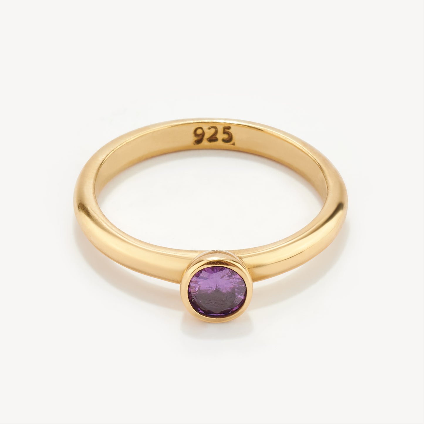 Anillo Solitario Cristal Morado Gold