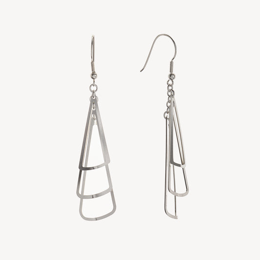 Aretes Triple Trapecio Plata