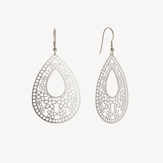 Aretes Maxi Gota Calada Plata