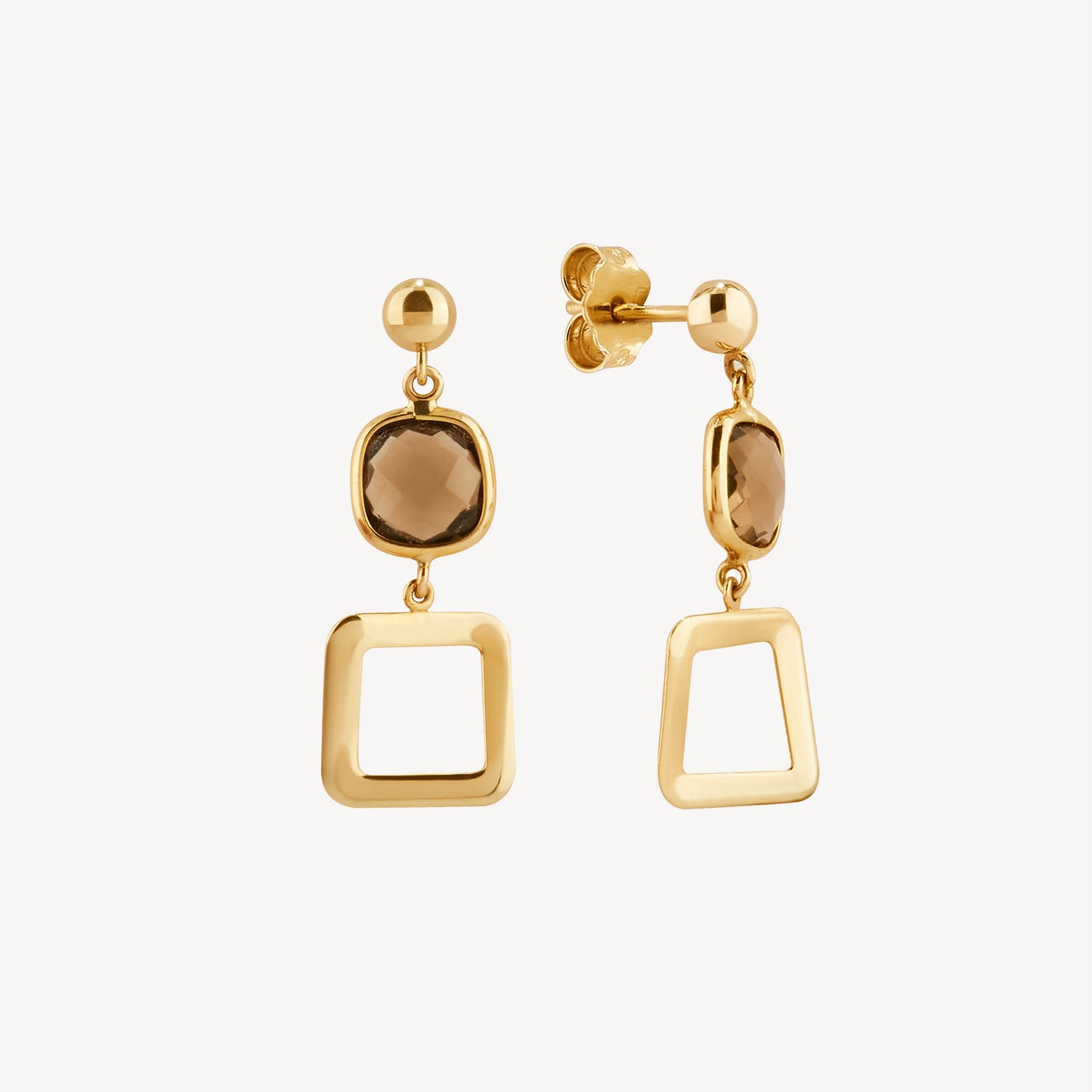 Aretes Topacio Fumé Oro 18K