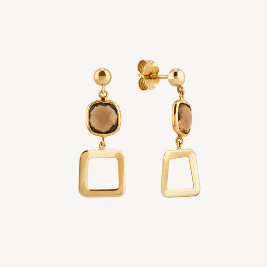 Aretes Topacio Fumé Oro 18K