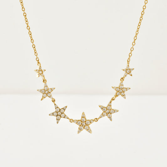 Collar Estrellas Cristales Gold