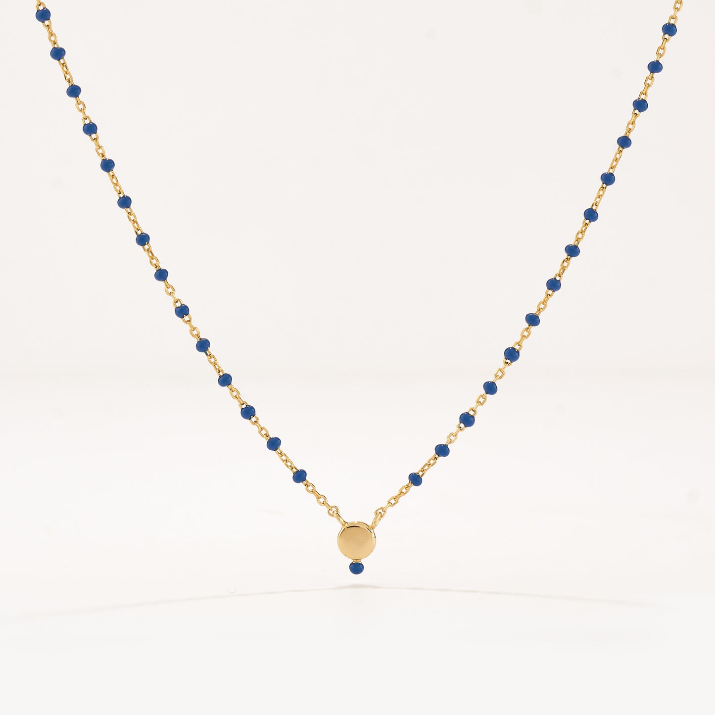 Collar Disco Enamel Azul Gold