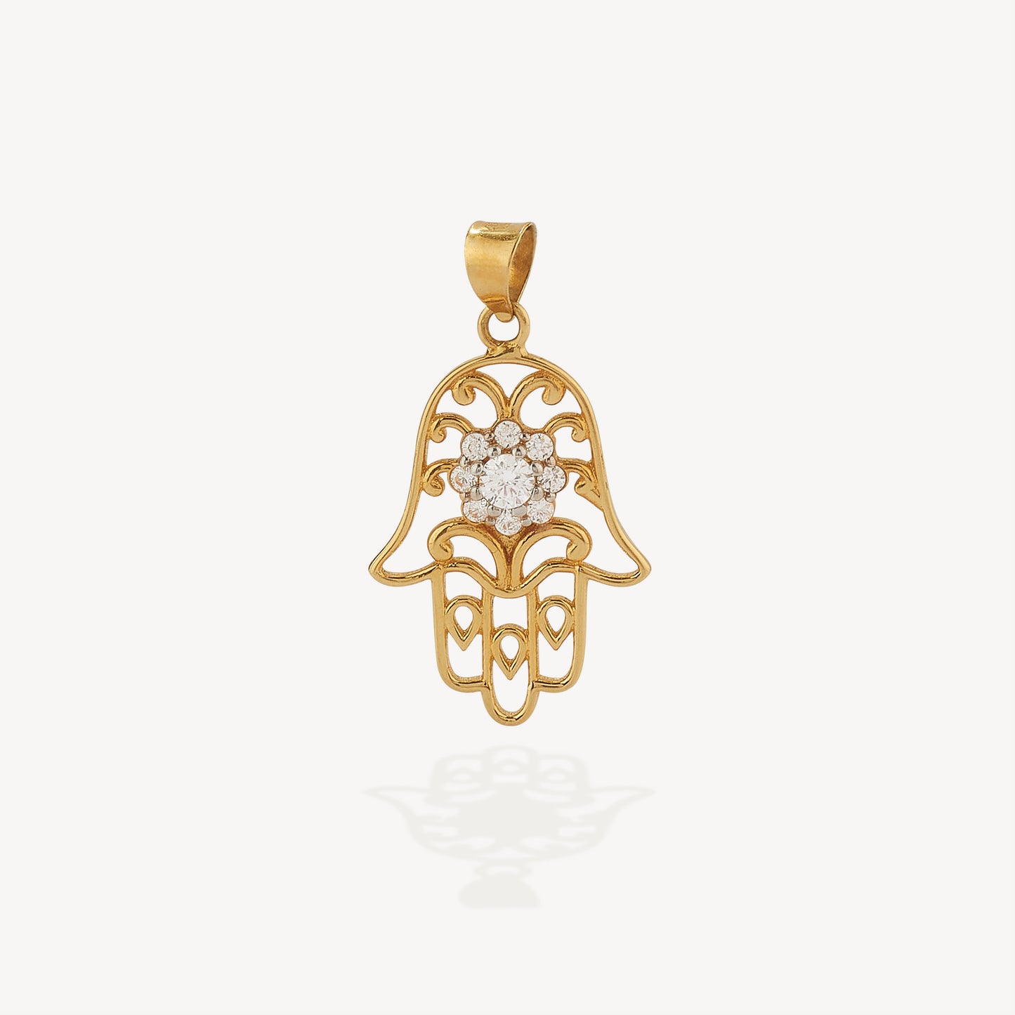 Dije Mano Hamsa Cristal Oro 18k