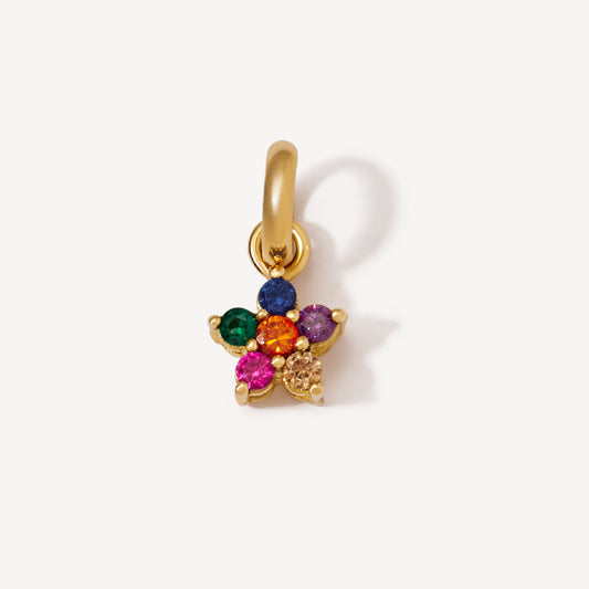 Dije Flor con cristales Oro 18k