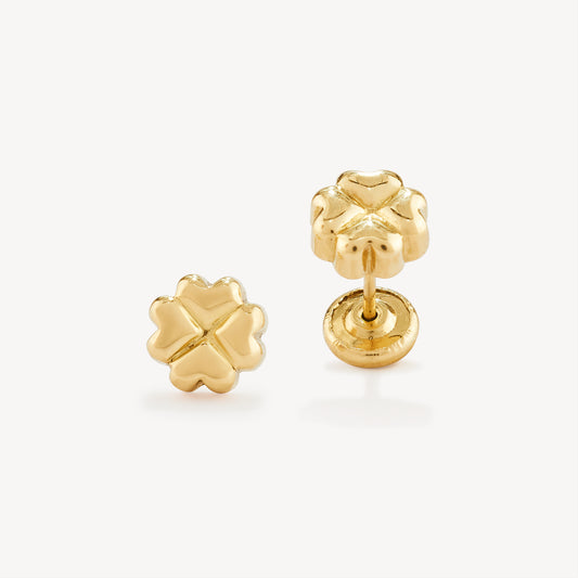 Aretes Trébol Bebé Oro 18K