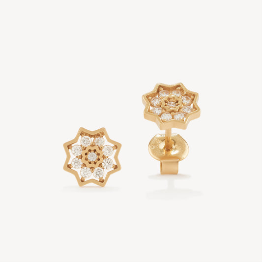 Aretes Mini Roseta Star Oro 18K