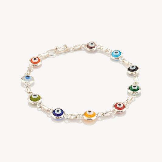 Pulsera Ojos Turcos Multicolor Plata